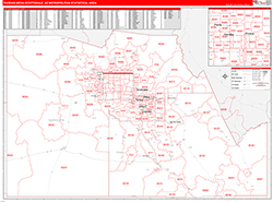 Phoenix-Mesa-Scottsdale Metro Area Wall Map Red Line Style 2026